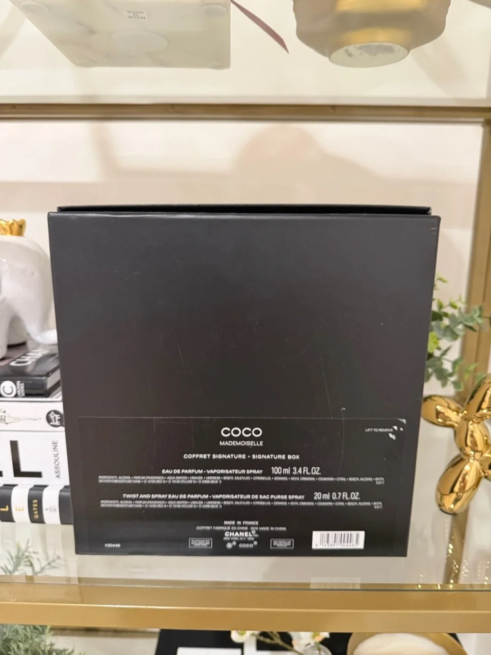 CHANEL Gift Box, bag, flower and ribbon with book